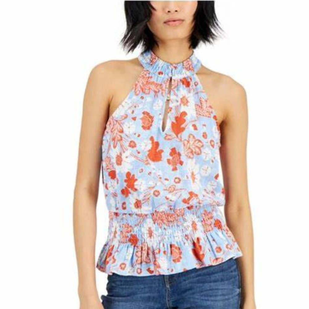 INC International Concepts Smocked Sleeveless Halter Top